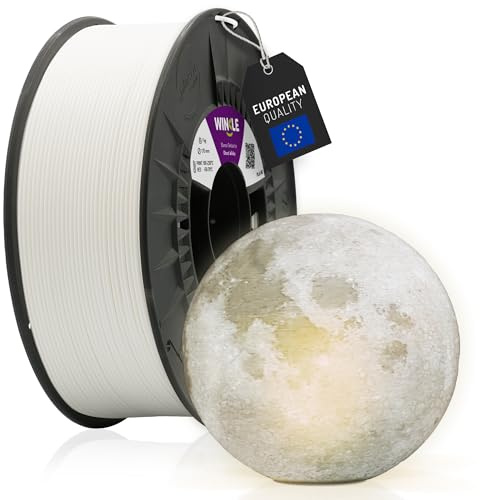 WINKLE PLA HD-filament 1,75 mm spöke vit, 300 g spole, 3D-skrivarfilament kompatibel med FDM-skrivare, 3D-utskriftsmaterial, mått +/- 0,05 mm, biologisk nedbrytbar lätt att skriva ut