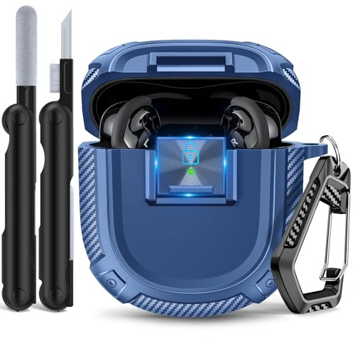 Sucure Lock Case for Bose Quietcomfort Ultra (2023) / Bose QC II (2022) Case Cover with Lock Clip & Cleaner Kit Pen, Impact Resistant Hard Shell Headphone Case with Men Women (A Blue)