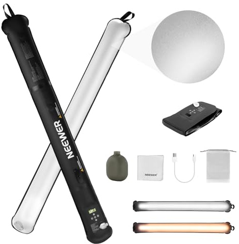NEEWER BASICS 21W Handheld LED Tube Light 35.5/90cm, 2700-6500K Bi Color Portable Inflatable TPU Video Lighting, 12 Effects 1300Lx CRI95 2500mAh for Studio Photography Video Recording, GC21B