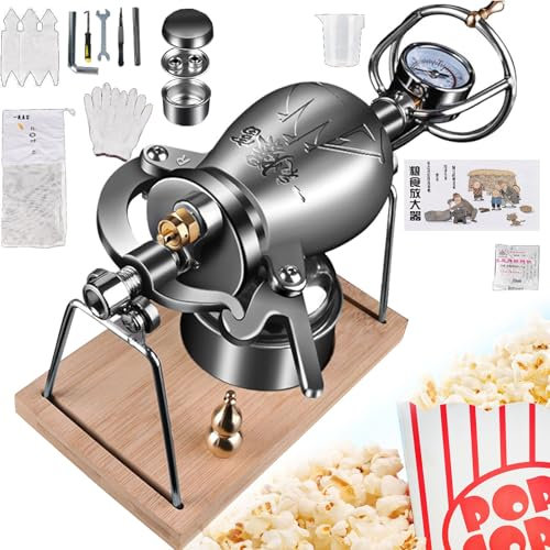 Máquina para Hacer Palomitas de maíz a presión, con manómetro de precisión y Base para Fiestas en casa (300 ml)