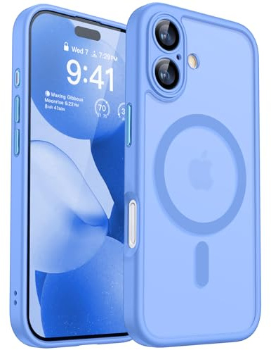 CANSHN Cover Magnetica per iPhone 17(6,3 Pollici), Compatibile con MagSafe, [Protezione Completa Della Fotocamera], Custodia Traslucida Opaca Protettiva Sottile Antiurto,Blu Oltremare