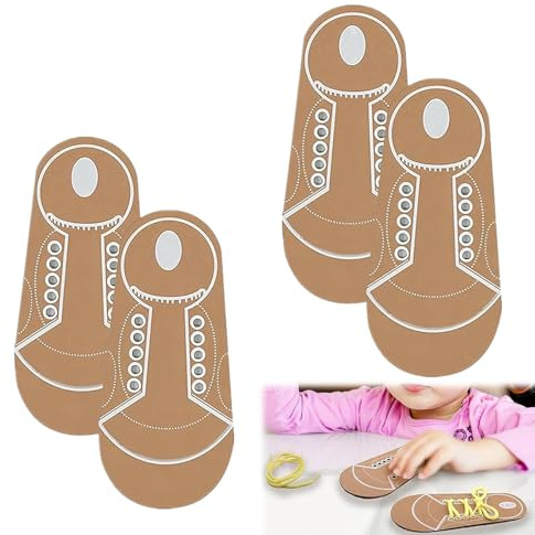 Rakiuty 4 Pieces Shoe Lace Practice for Kids, Learn to Tie Shoe Laces Kids, Lacing Shoe Toys Boards, Tying Practice Board for Child Toddler (Random Color)