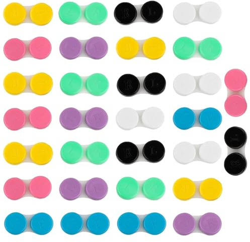 30 Stück Kontaktlinsenbehälter, Bunte Kontaktlinsen Behälter, Leckagesichere Verpackung, Für Den Außenbereich Geeignet, Mini-Modell, Kontaktlinsenbox Mit Spiegelbox, Drehdeckel (Zufällige Farben)