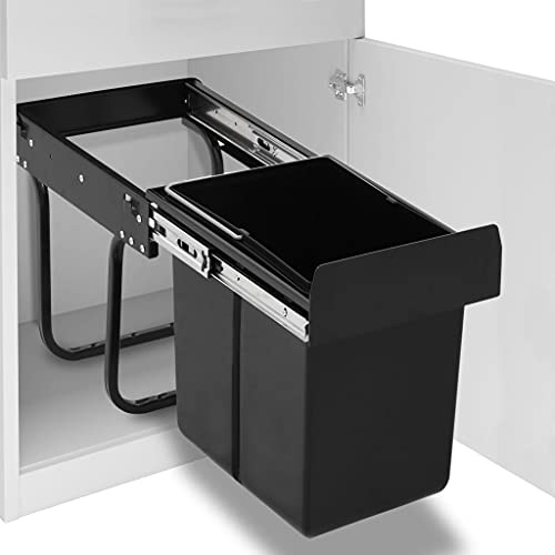 Poubelle de cuisine extractible avec système d'abaissement automatique, deux compartiments pour le tri des déchets, montage et nettoyage faciles