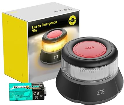 ZTE Luz Emergencia V16 Homologada DGT con Geolocalización, Baliza Coche Conectada DGT 3.0, Datos Incluidos hasta 10/2040