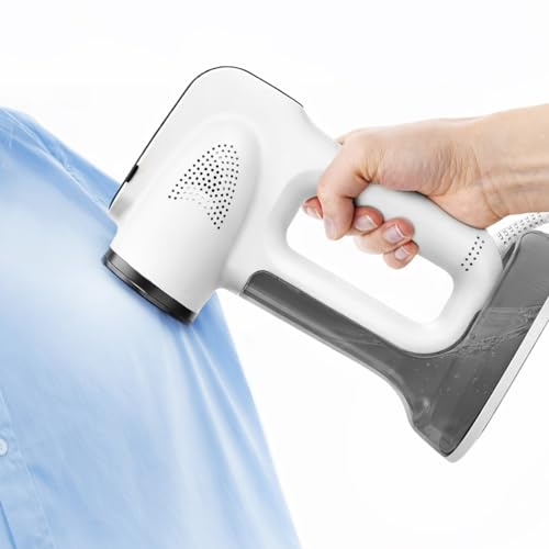 86lux Vaporizador de Ropa con Succión 3800Pa, Cepillo de Vapor 3 en 1, Calentamiento Rápido 25s, Depósito 340ml, Plancha de Vapor Vertical Portátil para Eliminar Arrugas, 220-240V, Blanco