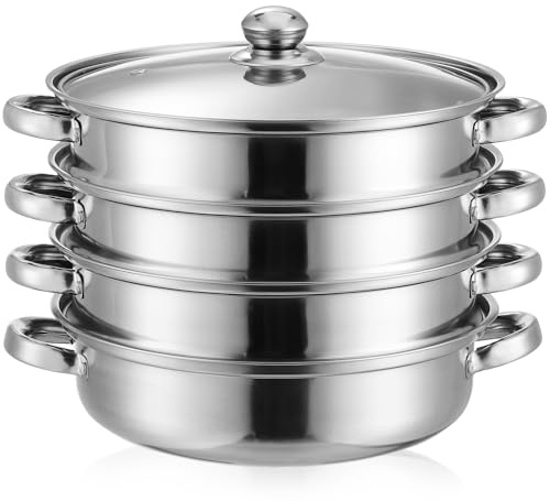 SEWOART Olla Vaporera de Cuatro Capas Super Gruesa Acero Inoxidable Cazuela para Cocinar al Vapor Multifuncional Adecuado para Cocina Saludable