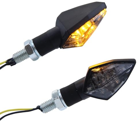 LED Mini Blinker Race schwarz getönt (Smoke Grey) für Motorrad Roller mit E-Nummer, Honda CBR 699 RR, Kawasaki ER-6N 650, Yamaha FZS 1000