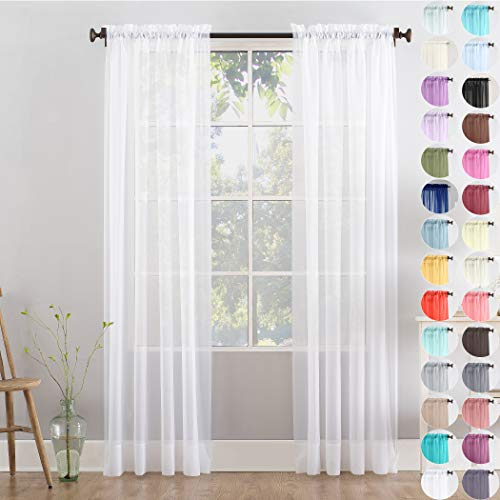Megachest a pair of slot top voile curtains (Pure White, 56 wideX81 drop 2 Panels)
