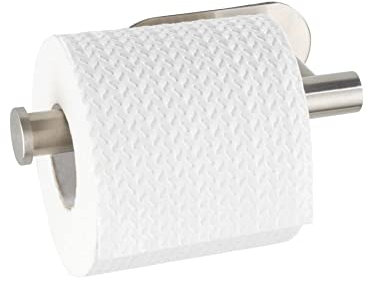 WENKO Toilettenpapierhalter Salve Edelstahl matt - ohne Bohren, Klebebefestigung, rostfrei, 17x8x5cm