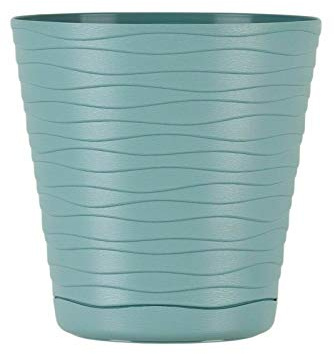 KORAD TEDI Indoor Flower Plant Pot with Saucer|Decorative Modern Plastic Planter with Drainage Holes|Lightweight & Durable for Houseplants|Multiple Sizes & Colours(Ocean Green, Ø 25 cm (9.84 inch))