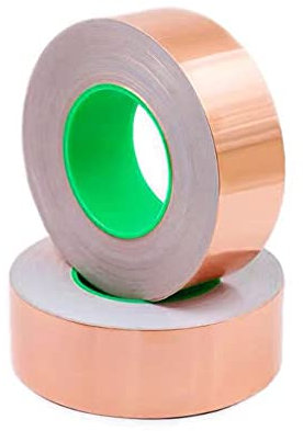 SRJE 2 Pezzi di rame Nastro di lamina Nastro in alluminio per chitarra nastro schermante lamina di rame per Schermatura EMI,Circuiti di Carta,Riparazioni Elettriche,Lumache Repellente