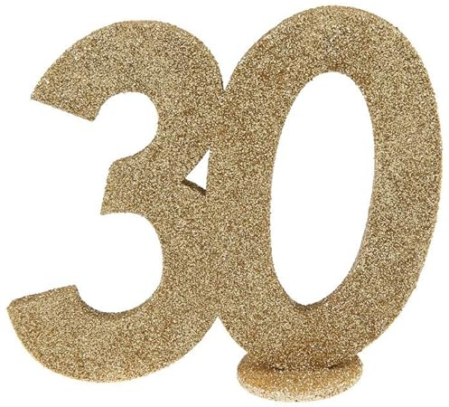 PAINT IT EASY NEU Aufsteller Geburtstags-Zahl 30, Glitter-Gold, ca. 10cm