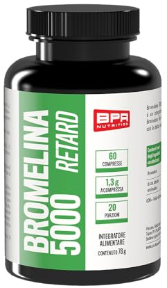 BPR Nutrition- Bromelina 5000 Retard 60 compresse - Aumenta il drenaggio linfatico, favorisce il microcircolo, contrasta il gonfiore e supporta la digestione, ha proprietà antinfiammatorie naturali