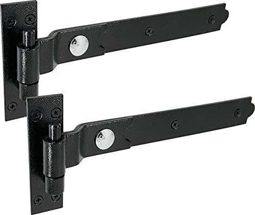 IRONTITE® Cerniere a manovella per cancelli in legno, resistenti, 300 mm, con gancio e fascia per cancelli in legno, cerniere a manovella con fissaggi inclusi, colore nero