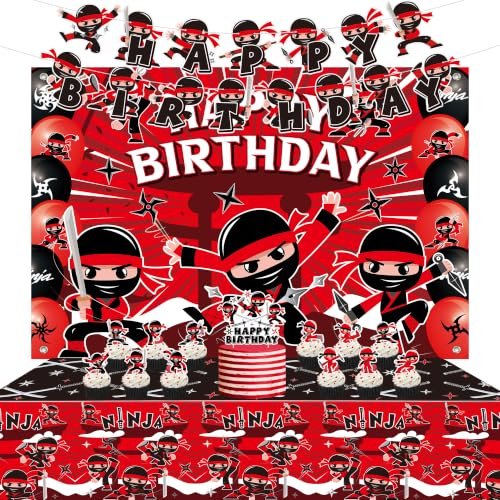 Ninja Geburtstag Party Dekoration - Banner, Kulisse, Tischdecke in Bunter Farben für Ninja-Themen-Party