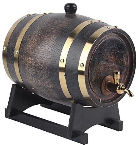 Barril De Vino De Rayas Negras Retro De 3L - Contenedor De Cubo De Vino Tinto De Roble Con Grifo