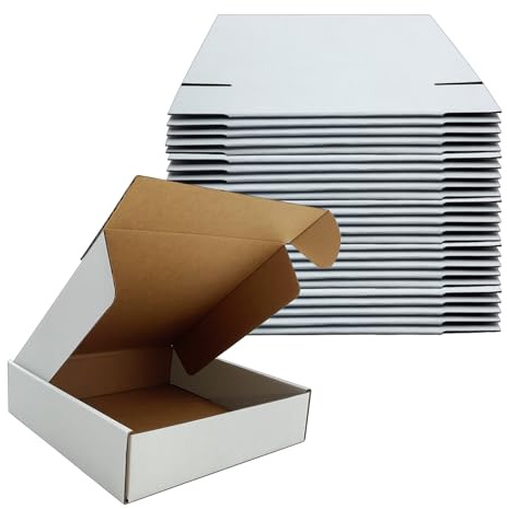 20 x 2 x 2 tum fraktlådor set med 25, vit korrugerad brevkartong litteratur brevpapper för förpackning av småföretag flyttlig förvaring, e-handel förpackning postlådor presentaskar för presenter
