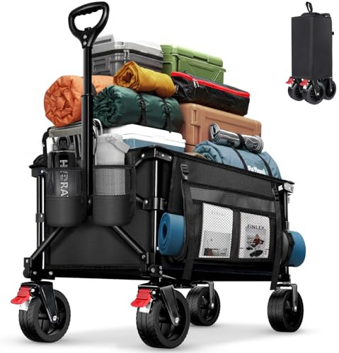 BELEEV Carrello Spiaggia Con Freno, Carrello da giardino pieghevole adatto a tutti i terreni, Ruote girevoli a 360°Grande capacità 130L 100KG, Carro Plegable Spesa Giardino Campeggio Shopping Sport