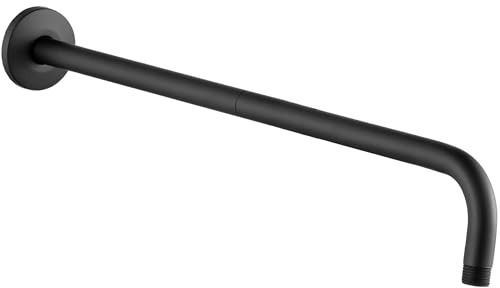 Katezon Braccio doccia con flangia, in acciaio inox 304, lunghezza 60 cm, braccio di prolunga per soffione doccia, montato a parete per doccia da bagno fisso (nero opaco)