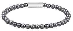 BOSS Jewelry Men's SPHERE BEADS Collection Beaded Bracelet in Stainless Steel with Onyx or Grey Hematite Beads