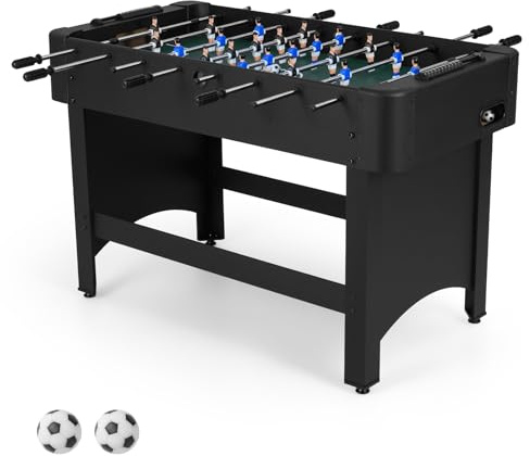COSTWAY 4ft Football Table, Free Standing Foosball Game with 22 Players, 2 Balls & Slide Scorers, Competition Sized Soccer Arcade for Adults, Kids, Indoor Room Sport (Black)