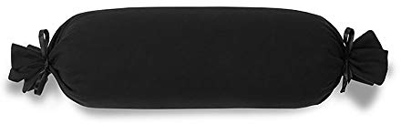 ESTELLA Kissenbezug für Nackenrolle Feinjersey | Schwarz | 15x40 cm | ideale Passform und Schleifenverschluss | trocknerfeste und bügelfreie Kissenhülle aus 100% Baumwolle