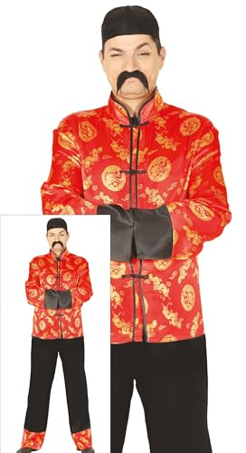 FIESTAS GUIRCA | Costume de Mandarín Adulte - Veste, Chapeau et Pantalon - Costumes Asiatiques pour Fêtes à Thème, Carnaval et Halloween - Idéal pour Homme