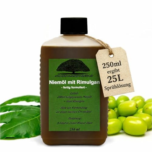 Neemöl Niemöl mit Emulgator 250ml Konzentrat - ergibt 25L Sprühlösung/Gießlösung für gesunde Pflanzen von erlesene-naturprodukte