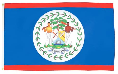 AZ FLAG Drapeau Belize 150x90 cm Drapeau Bélizien Polyester Léger 2 Œillets | Usage intérieur Drapeau décoratif coutures doubles et bords renforcés avec œillets métalliques