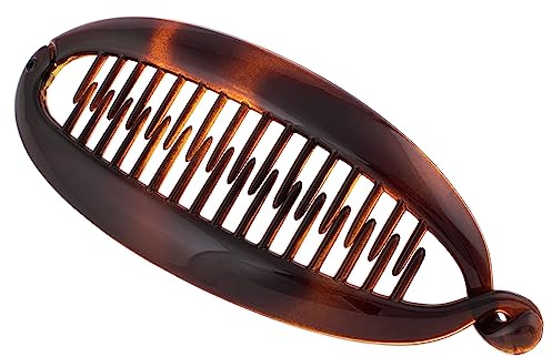 Righe e Pois - FERMAGLIO FRANCESE A PESCE CM 14 DEMI - fermaglio per capelli a pesce - banana per capelli - 14 x 5,5 x 0,3 cm - marrone tartarugato