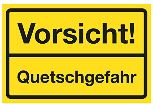 WANDKINGS Hinweisschild - Vorsicht! Quetschgefahr - stabile Aluminium Verbundplatte - Wähle eine Größe - 20x15 cm