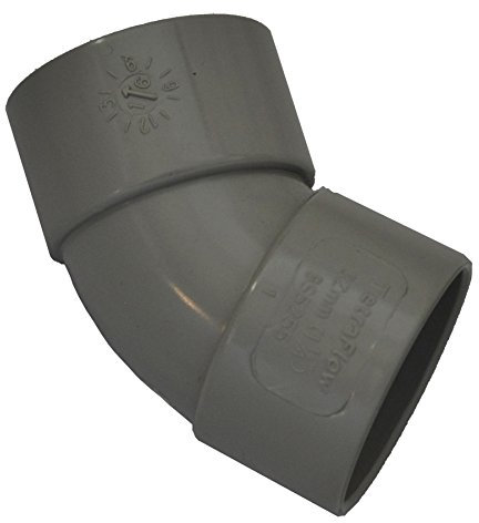 Solvent Weld Grey 50mm (56mm) Waste Pipe 45 Degree Bend - Pack of 2