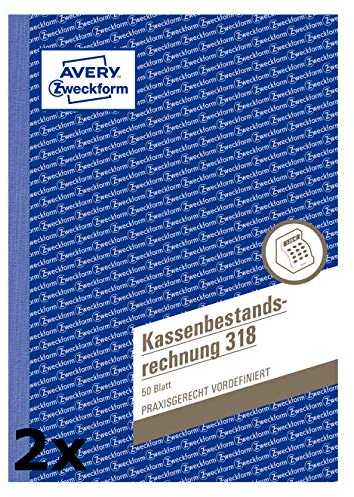 AVERY Zweckform 318 Kassenbestandsrechnung (A5, 50 Blatt) weiß (2 Stück)