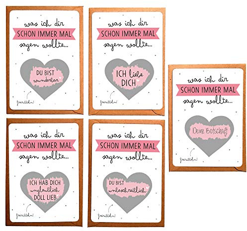 OWLBOOK Rubbelkarte Liebe 5er Set Rubbellos mit Liebesbotschaft Geschenke Geschenkideen für Freund Freundin Mann Frau zum Valentinstag