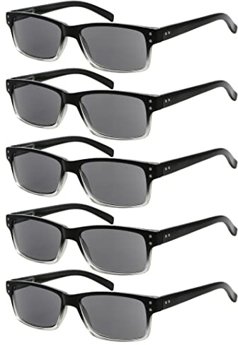 Eyekepper 5er Pack Lese-Sonnenbrillen für Männer Grau getönte Gläser Leser +2,25