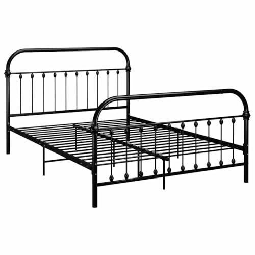 vidaXL Bettgestell Klassisch Metallbett Bett Doppelbett Schlafzimmerbett Bettrahmen Lattenrost Ehebett Schlafzimmermöbel Schwarz Metall 160x200cm