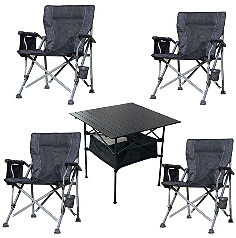 Campingtische StüHle Leichter Innenhof-Klapptisch und -Stuhl-Set, der Oxford-Stoffstuhl trägt 150 kg, geeignet für Angel- und Grill-Selbstantrieb (Color : 4 in 1)