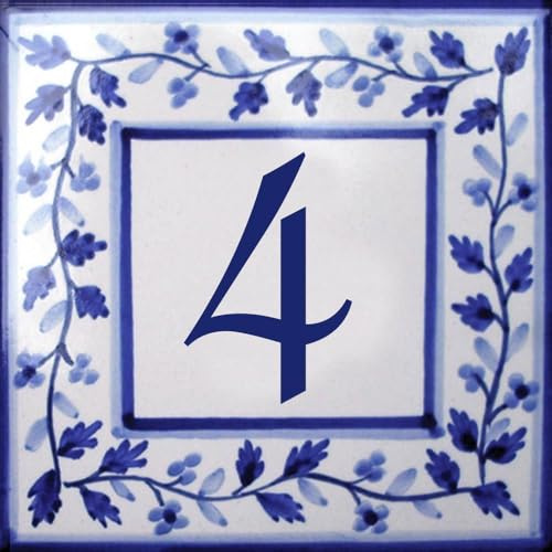 Plaque numéro de rue personnalisé au choix – Carreau de faïence de 10,8 x10,8cm