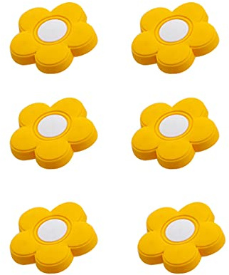 CcHhyyt Cartoon Form Weiche Gummi Knöpfe für Kinder Mädchen Jungen Schrankgriff Schubladen Knöpfe für Kinderzimmer Schränke 6 Stück (Gelb Blume)