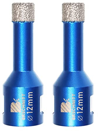 Diamond Drill Bit 12mm,BRSCHNITT 2pcs M14 Vacuum Brazed Diamond Tip Drill Bit for Tile Porcelain Stoneware Ceramic Marble Granite Drilling,Suitable For Angle Grinders