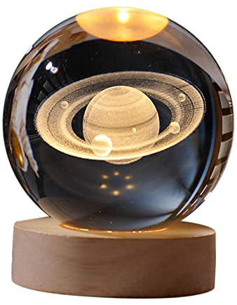Fenteer 3D-Kristallkugel-Nachtlicht, Nachttischlampe, pädagogisches Licht für Schlafzimmer, Schreibtisch, Satum