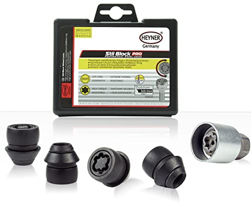 HEYNER Germany Locking Wheel Bolts 980/5 Black Set of 4 and Car Security Locks Anti-theft Fits Ford Focus 1998-2011
