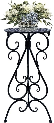 NAKUPE Supporto per piante per interni ed esterni, altezza 57 cm, supporto per vaso da fiori singolo, supporto per fioriera ad angolo, patio, balcone, giardino, portico, fattoria, nero (confezione da