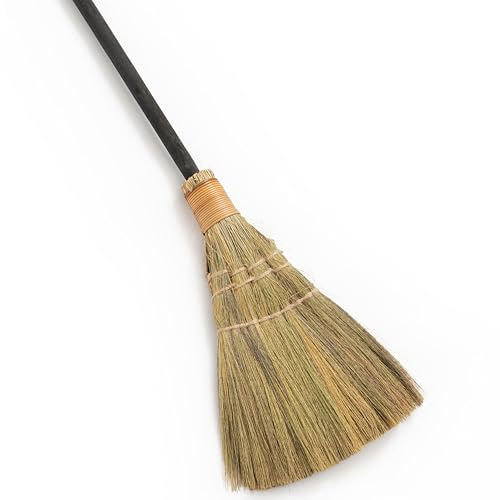 TTS For Home Vietnamese Straw Soft Black Broom for Cleaning with Long Handle Broom- Broom Decorative 9.45'' Width, 45.28 Length