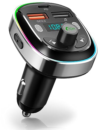 FM Transmitter Bluetooth Auto Adapter V5.3 - Radio Deep Bass Musik Freisprecheinrichtung Mit Dual USB Anschlüsse PD 30W&QC 3.0 Schnellladung
