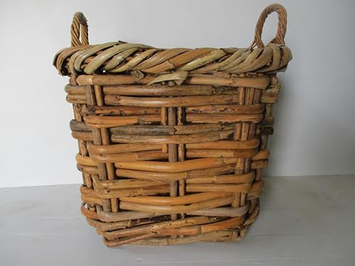cesto vimini porta legna cm 42x42x40 H con manici cm 49 intreccio in rattan robustissimo portalegna porta biancheria