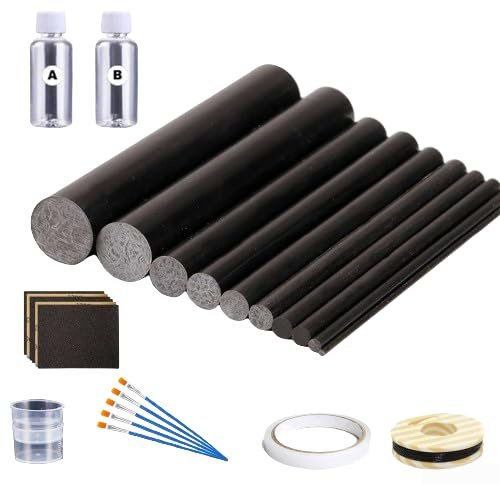 DAZZLEEX Kit de reparación de caña de pescar con 32 piezas de anillo de cerámica, kit de repuesto de ojales de fibra de carbono, caña rota para varias cañas de pescar