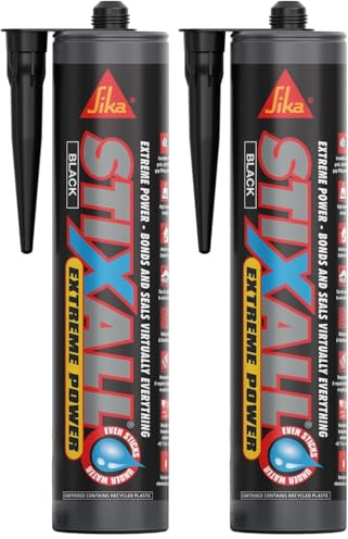 Everbuild Stixall Extreme Power, Building Adhesive and Sealant Hybrid, Black, 290 ml (Pack of 2)