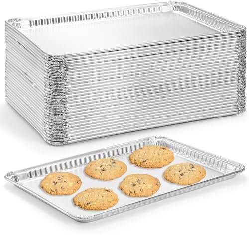 Lawei Einweg-Aluminium-Grillpfannen, 40,6 x 27,9 cm, Aluminiumfolie, Backformen, langlebige und wiederverwendbare Folien-Backformen, Antihaft-Backbleche zum Backen und Braten, 30 Stück